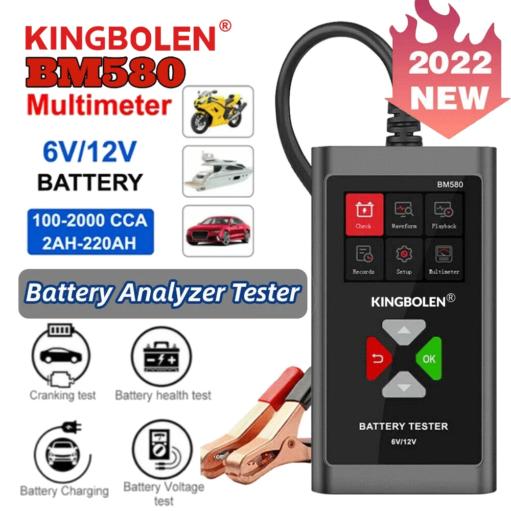 

Тестер автомобильного аккумулятора KINGBOLEN BM580 6 в/12 в, цифровой анализатор емкости аккумулятора с зарядной нагрузкой, без короткого заряда