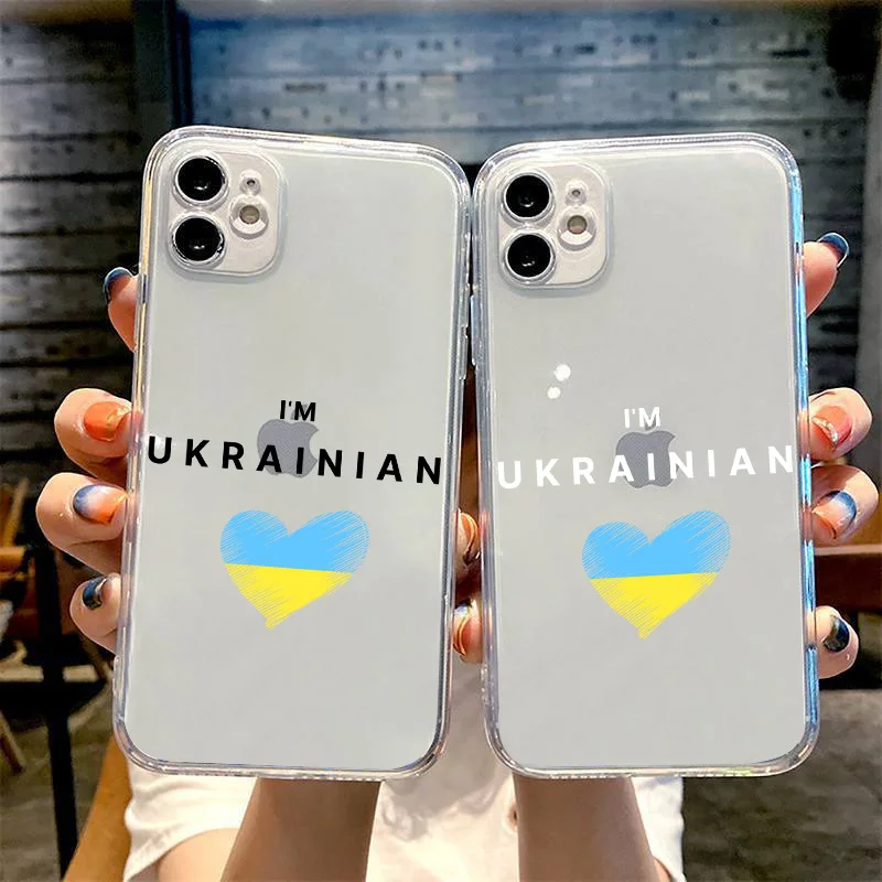 Прозрачный чехол для телефона с рисунком флага Украины для iPhone 13 14 12 11 Pro Max Mini X XR XS Max 7 8 Plus SE, мягкие силиконовые чехлы