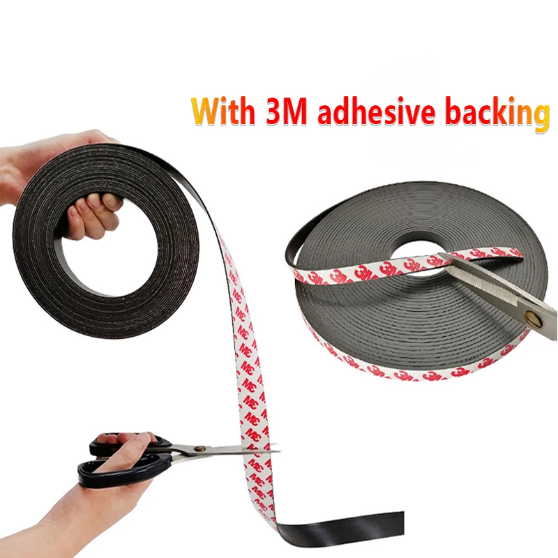 

1M/lot Rubber Magnet 10*1.5 20*1.5 30*1.5 Mm Self Adhesive Flexible Magnetic Strip Rubber Magnet Tape Width 39.37inch