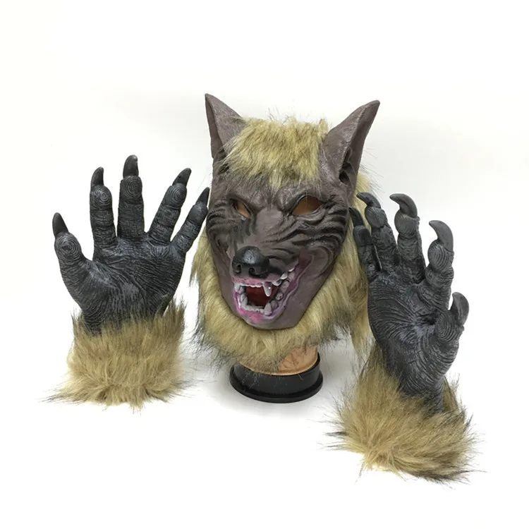 

Costume Party Scary Wolf Hair Mask Werewolf Gloves Decoration Personality Headgear Props Halloween Masquerade Devil Props