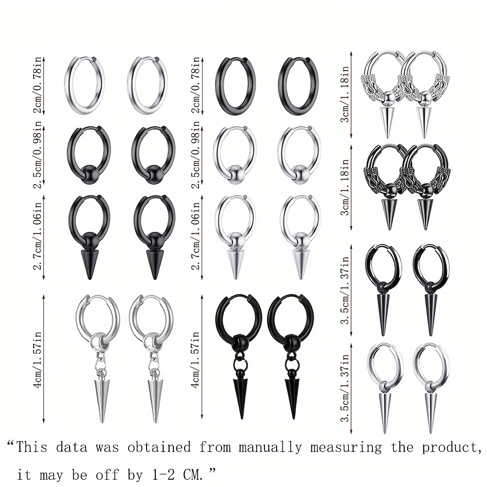 1/12 пары унисекс из нержавеющей стали круглые серьги-кольца Huggie шарнирные для