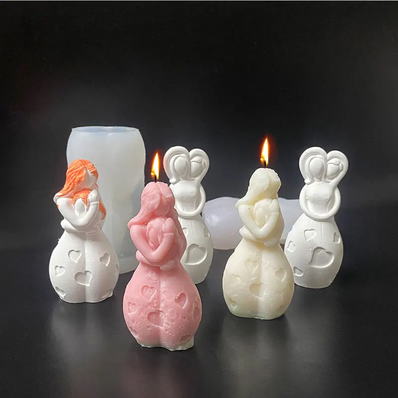 

Mother Child Embrace Candle Silicone Mold Couple Lovers Hug Soap Resin Plaster Making Tool Chocolate Ice Mould Mother‘s Day Gift