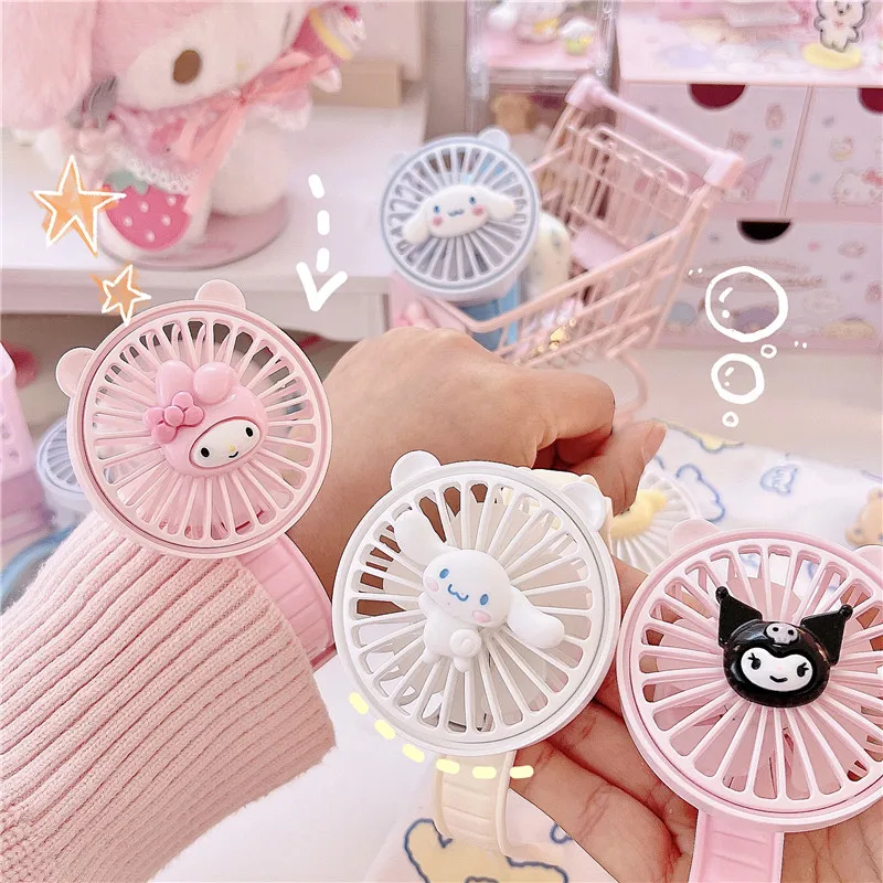 Kawaii Kuromi My Melody Cinnamoroll Moon Shape Desktop Usb Small Fan Summer Anime Sanrioed детские часы Girl Gift |