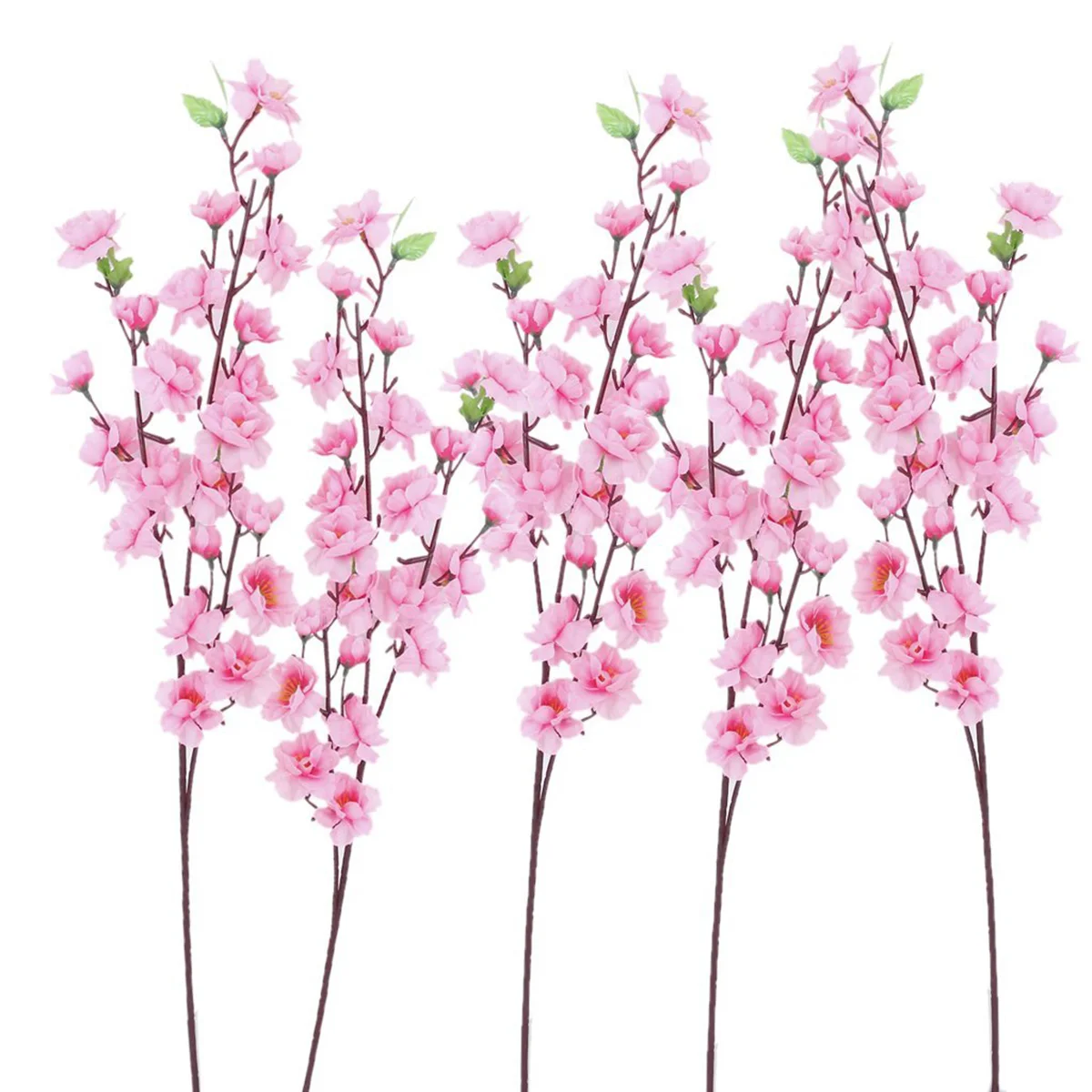 

6 Pcs Bride Bouquets Wedding Fake Peach Artificial Spring Decor Stem Green Home Decorative Flower Pick Cherry Blossoms