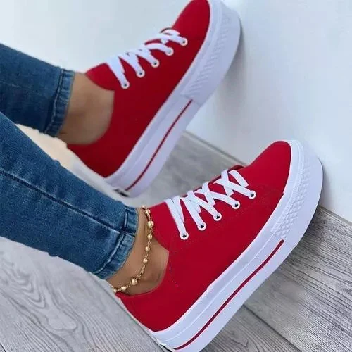 

Women's Canvas Shoes 2022 Summer European and American New Thick-soled Lace-up Canvas Shoes Women's Low-top Shoes