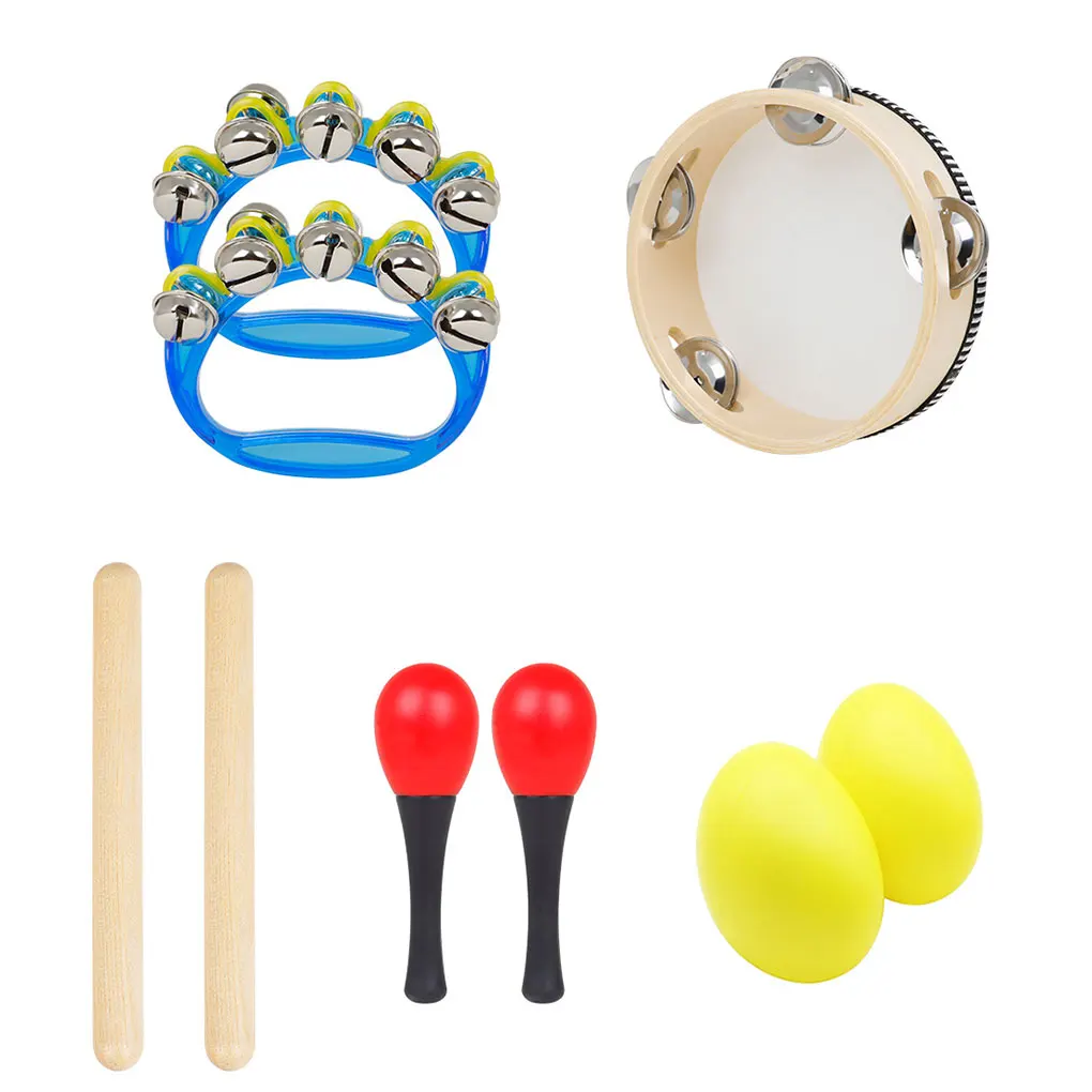 

Kit Toddlers Musical Instrument Toy Hand Tambourine Kids Percussion Drum Sets Learning for Preschool Party Present