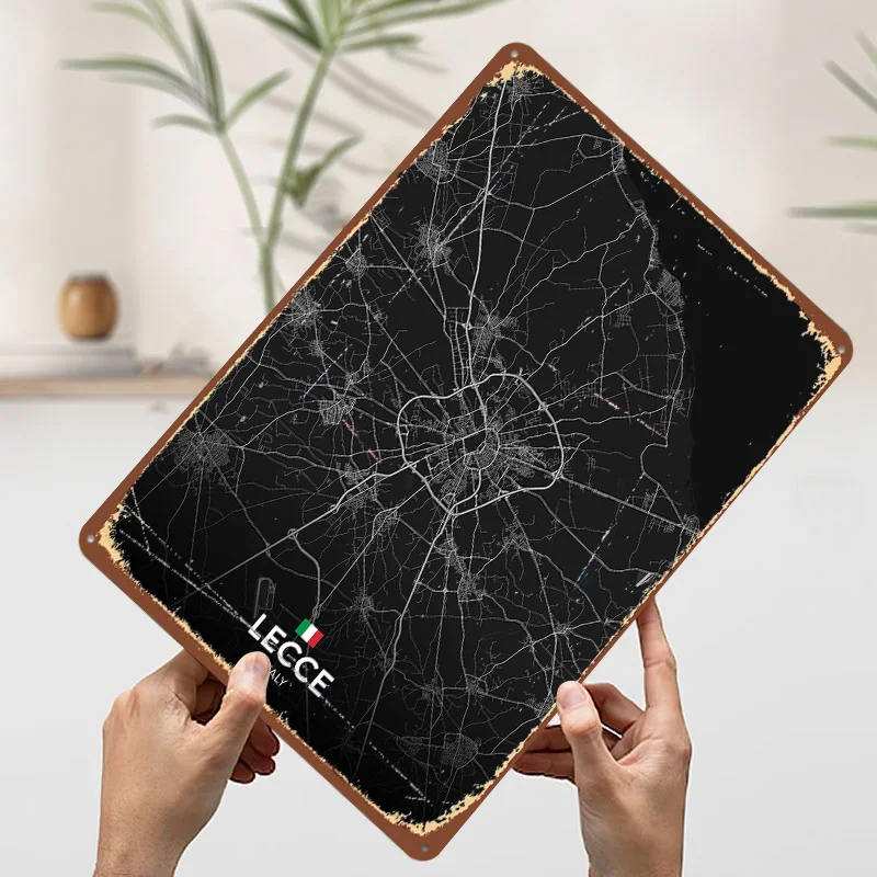 Фото Металлический 3D-постер Lecce IT с индивидуальным текстом, винтажные жестяные таблички для роскошного декора, украшения для дома, настенный декор №3