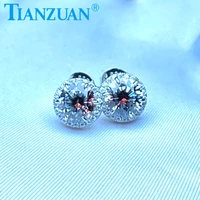 925 silver eye shape stud earrings 7mm main stone zircon side stone moissanite women gift earrings jewelry everyday accessories