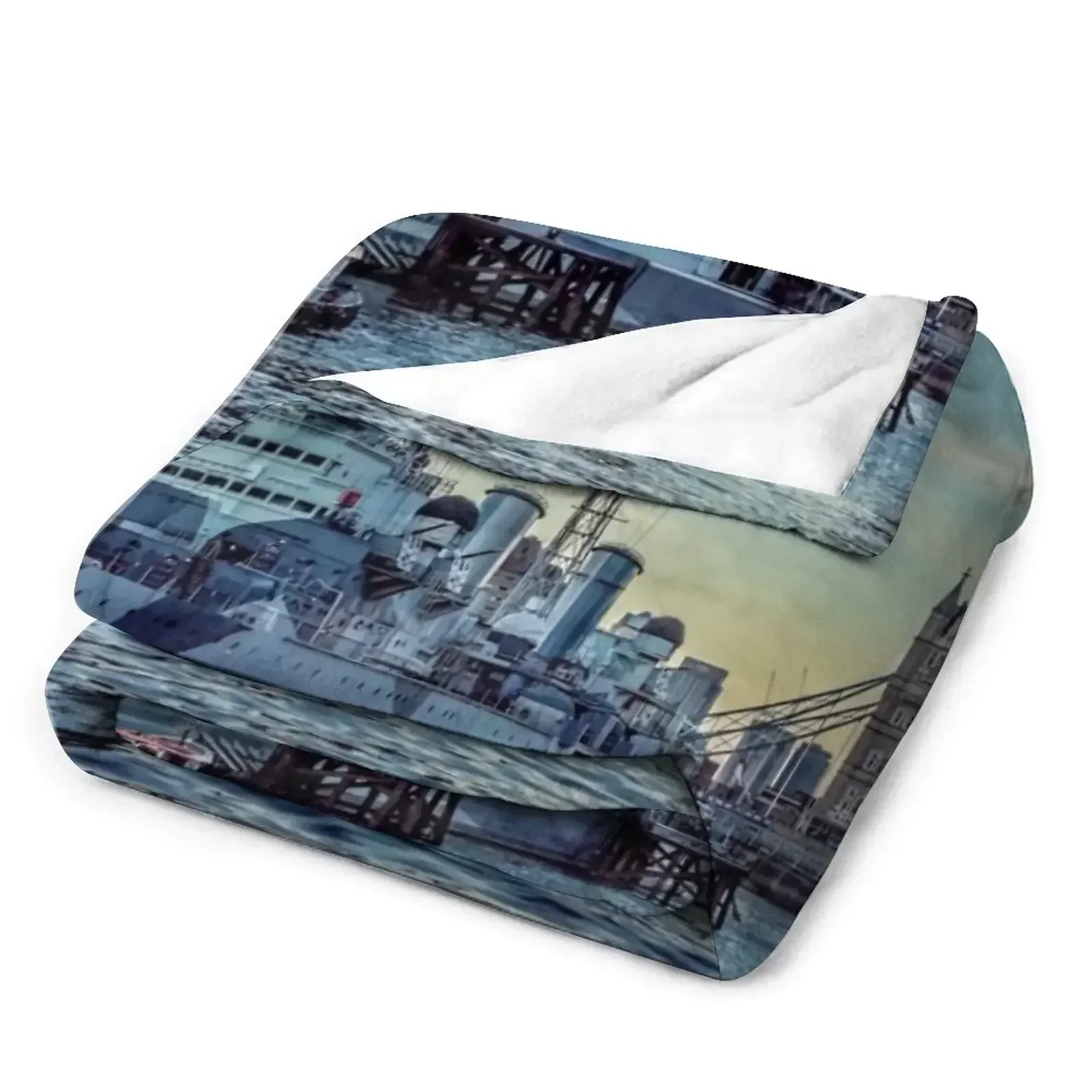 #321 HMS Белфаст и башня мост в Лондоне плед одеяло тяжелый сон Furrys для зимних одеял