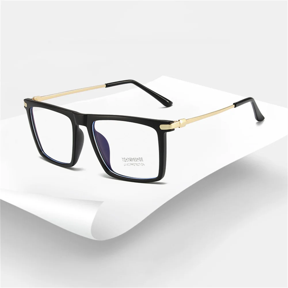 

Classic Square Men Anti Blue Light Blocking Glasses Transparent Lens Male Big Frame Eyeglasse Alloy Legs