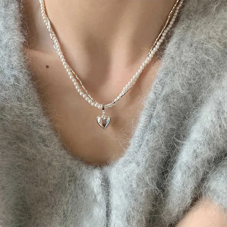 Ожерелье женское Двухслойное из серебра 925 пробы с бусинами и жемчугом