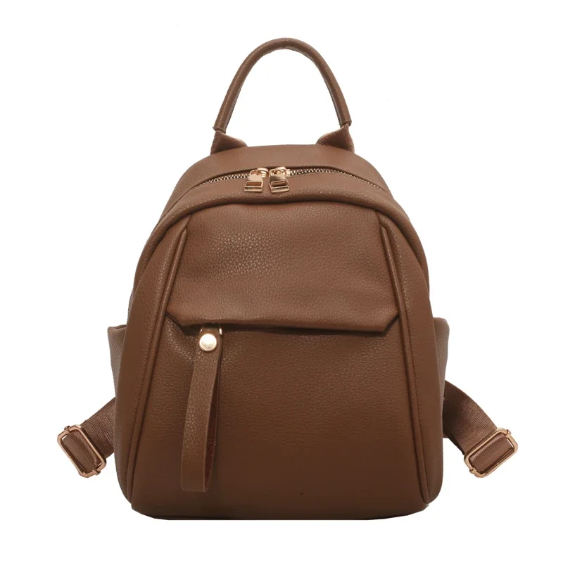 

New High Quality Waterproof Solid Color Leather Women Backpack College Style Travel Rucksack School Bags for Teenage Girl Boys
