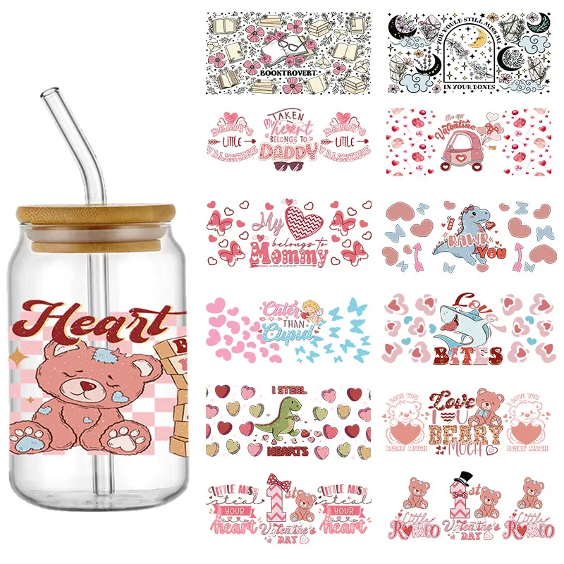 Miniso Pink Bear 16OZ UV DTF обертки для чашек переводная наклейка стеклянной бутылки Libbey Can