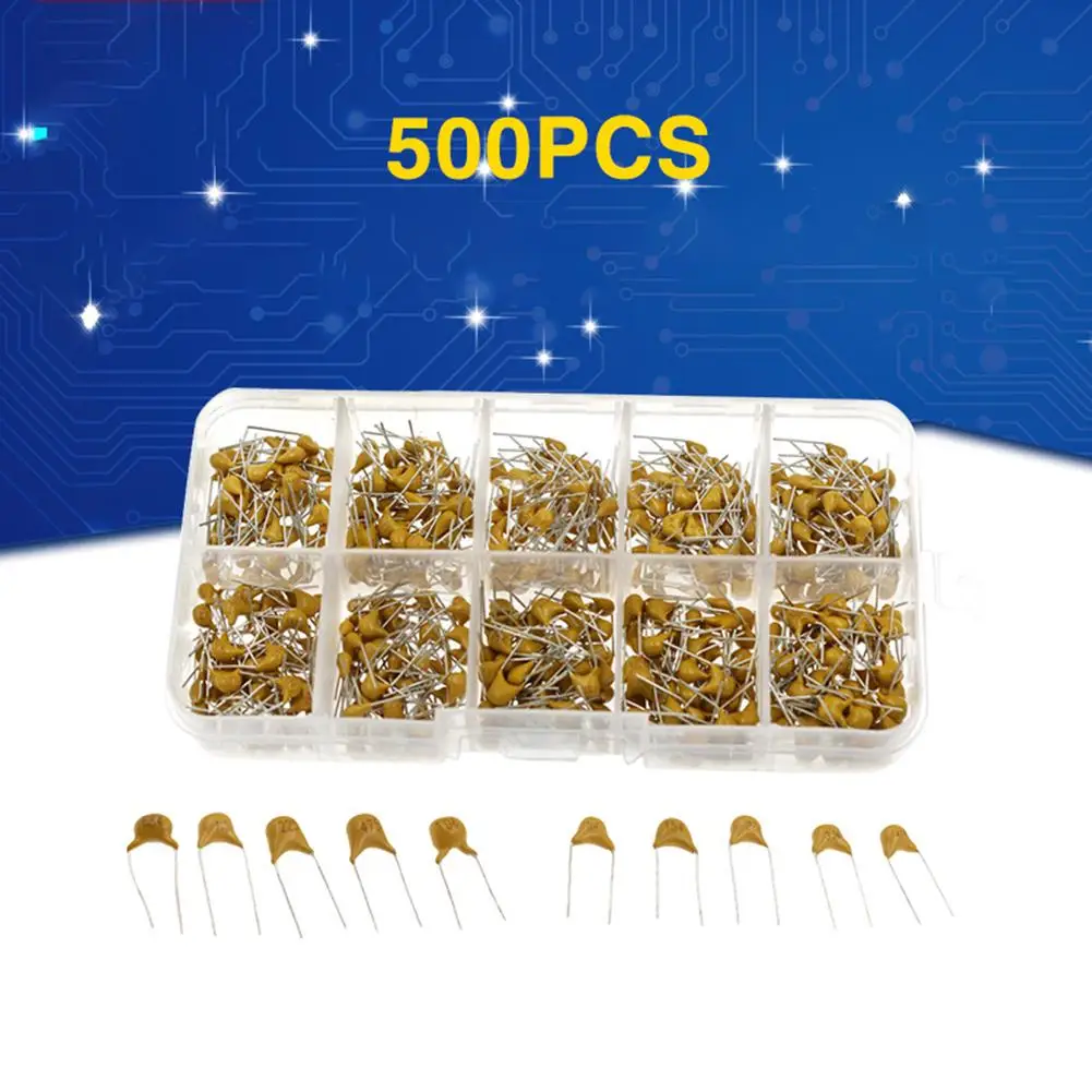 

500 шт., 10 значений на 50 мкФ ф-10 мкФ Ф (0,1 ~ 104) 50 в, многослойный керамический конденсатор, набор в ассортименте с коробкой для хранения, новинка