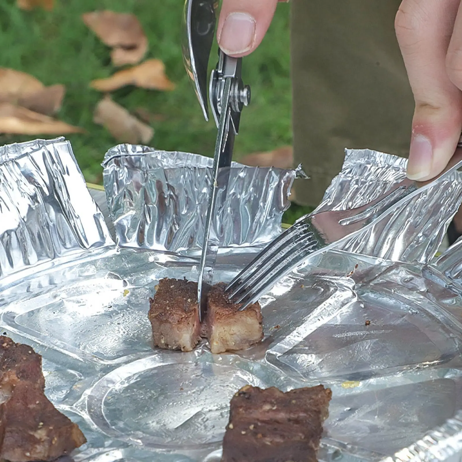 

N In 1 Camping Folding Fork Spoon Portable Cutlery Tableware Cutter Camping Fork Spoon Disassembly Corkscrew Stee V7W9