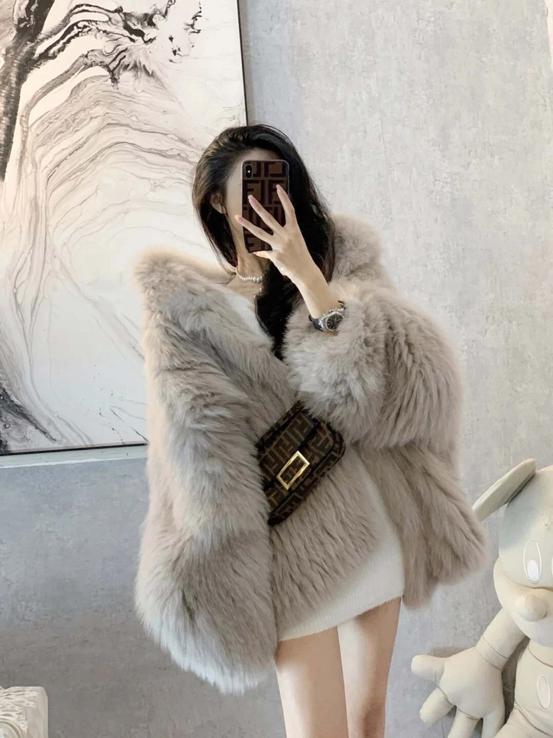 Fox Fur Young Environmental Protection Fashion Fried Street Hooded Faux Fur Coat Women's Winter Coat