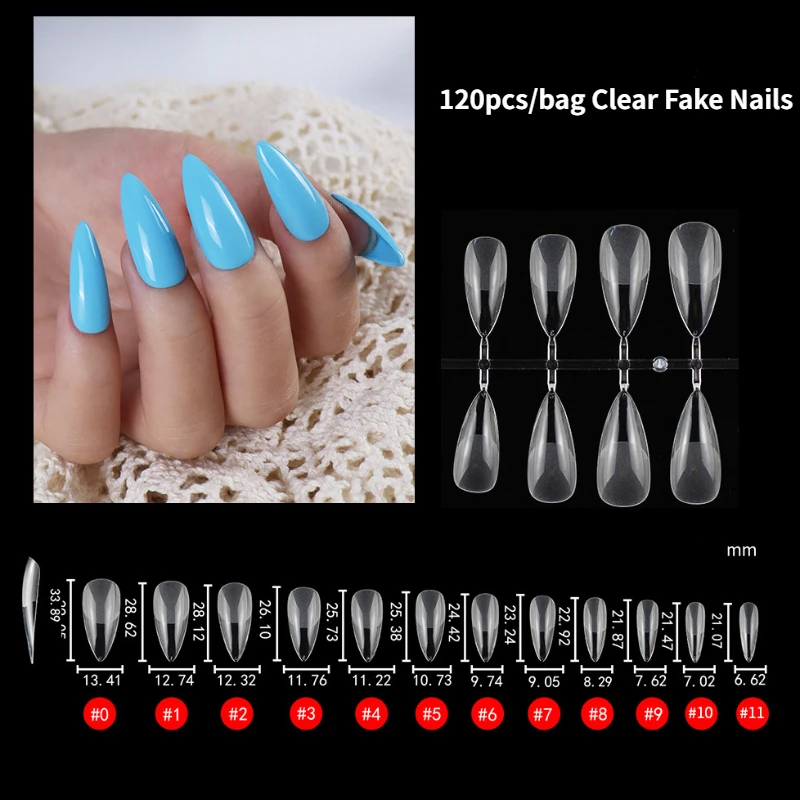 

120pcs/Bag Press on Nails Coffin Nail Tips clear Full Cover Fake Nail American Capsule Gel X Artificial Press on Long Ballerina