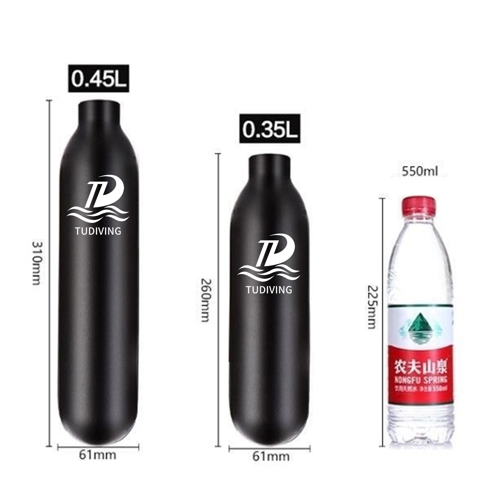 TUDIVING-4500Psi 300Bar 0.3L 0.35L 0.45L Алюминиевый цилиндр высокого давления Воздушная бутылка