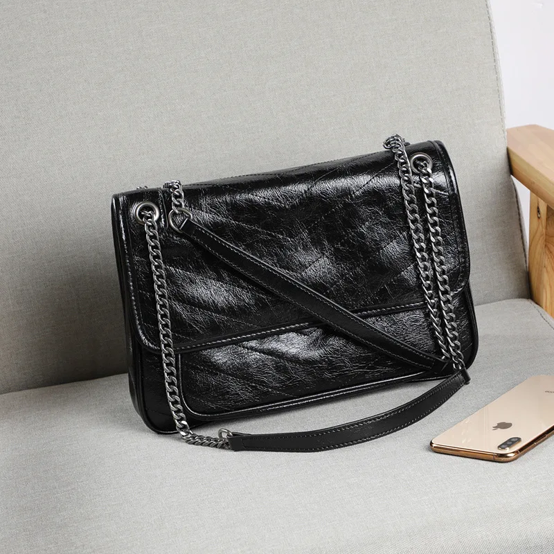 

2020 Real Genuine Leather Ladies Handbags Chain Large Capacity Women Shoulder Sling Bag Female Messenger Postman Bolsa Feminina
