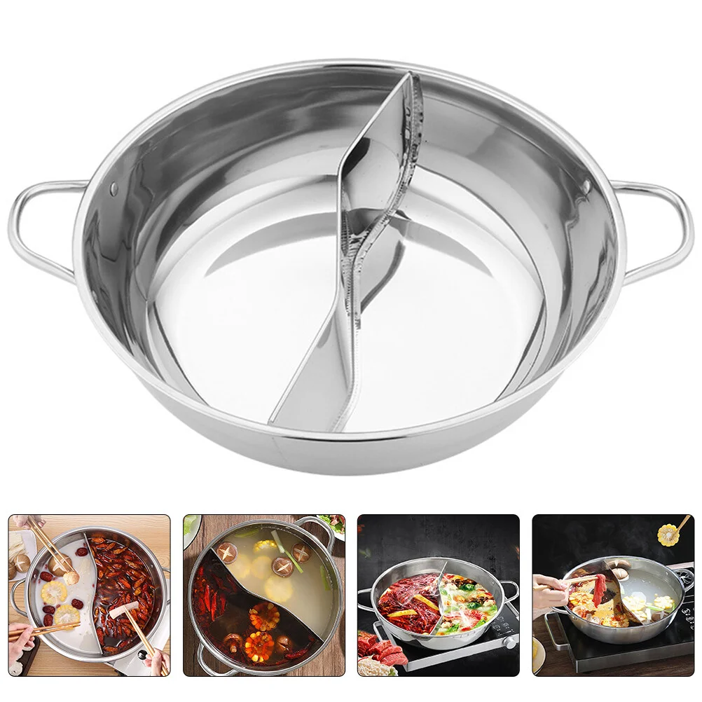 

China Divided Hot Pot Pan Nonstick Lid Induction Wok Practical Double Handle Hotpot Electric Soup Multi-purpose
