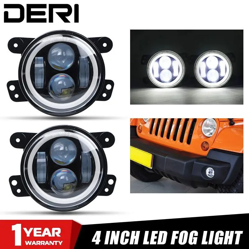 Luces LED antiniebla para coche, lámpara blanca DRL de 40W y 4 pulgadas, para Jeep Wrangler JK LJ TJ Chrysler Dodge Journey Magnum