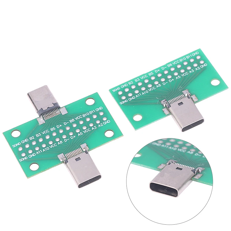

USB3.1 Type-C Male Female Test PCB Board Adapter Type C 24P 2.54mm Connector For Data Line Double-sided Insertion Transfer