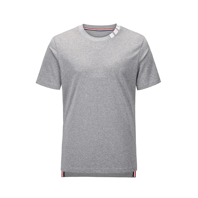 

THOM Men T-shirt 2022 Summer Fashion Brand Tops Grey Cotton Jersey Neck 4-Bar Stripes Sweatshirts Korean Design TB T-shirts