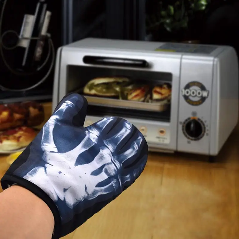 

Oven Mitts Microwave Mitts Heat Resistant Anti-scalding Baking Mittens With 3D Printing For Cooking Baking BBQ Kitchen Gadget