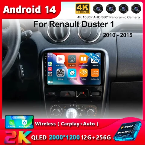 Автомагнитола 2DIN для Renault Duster 1 2010 2011 2012 2013 2014 2015, Android 14