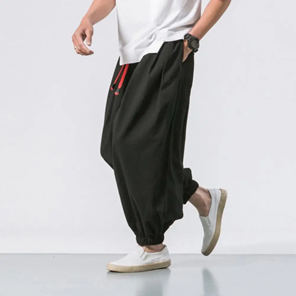 

Male Popular Hip Hop Lace-up Trousers Breathable Men Trousers Loose Streetwear