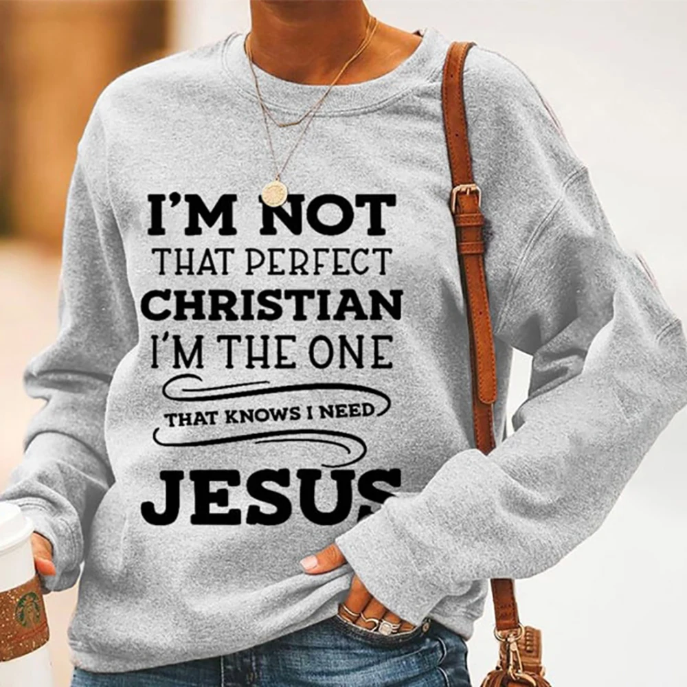 

Simple Pullovers Sweatshirts Women's Perfect Christian Inspirational Quotes Casual Sweatshirt Cotton Long Sleeve Casual Female S