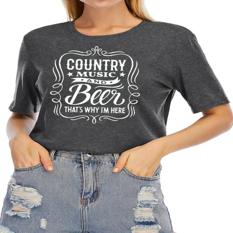 

Graphic Tees Country Music Tshirt Letter Short Sleeve Loose Tops