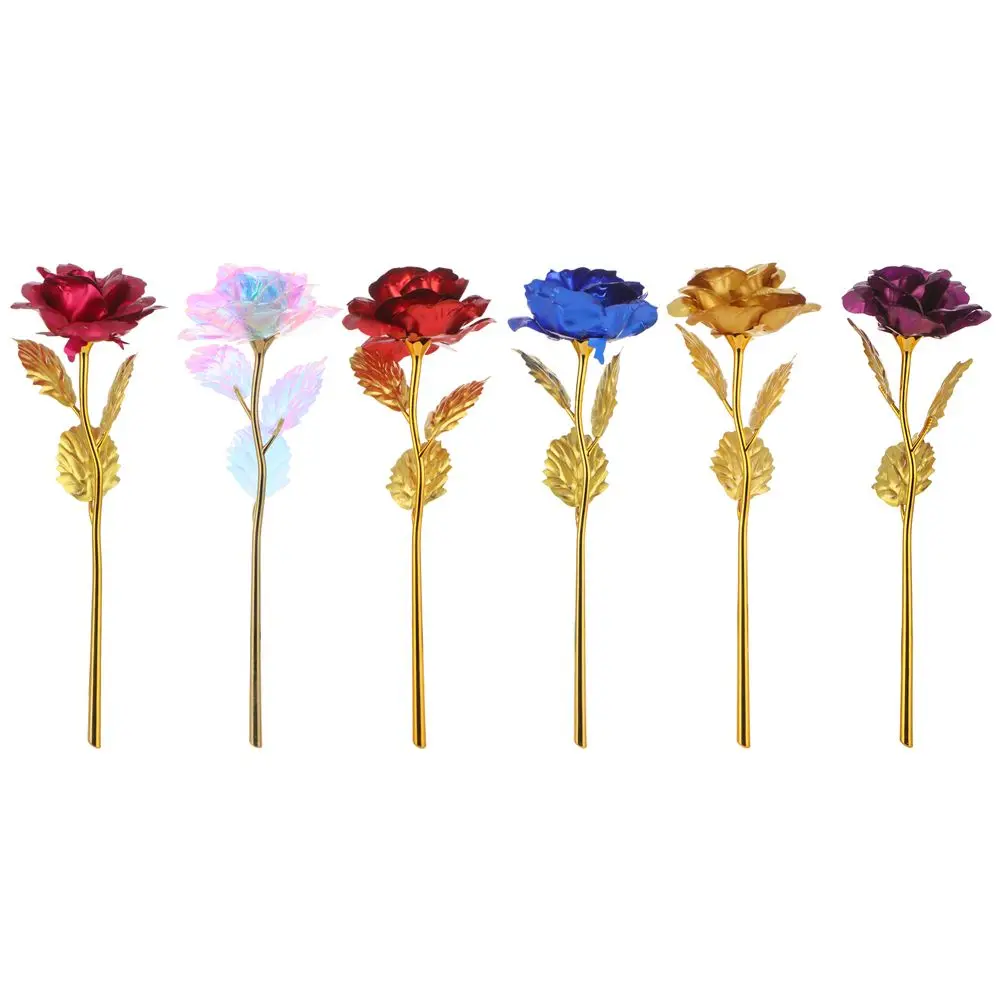

Fashion Dipped Long Stem 24K Gold Foil Rose Flower Valentine's Day Gift Romantic Lover Gifts Home Decor Handcraft Party Supplies