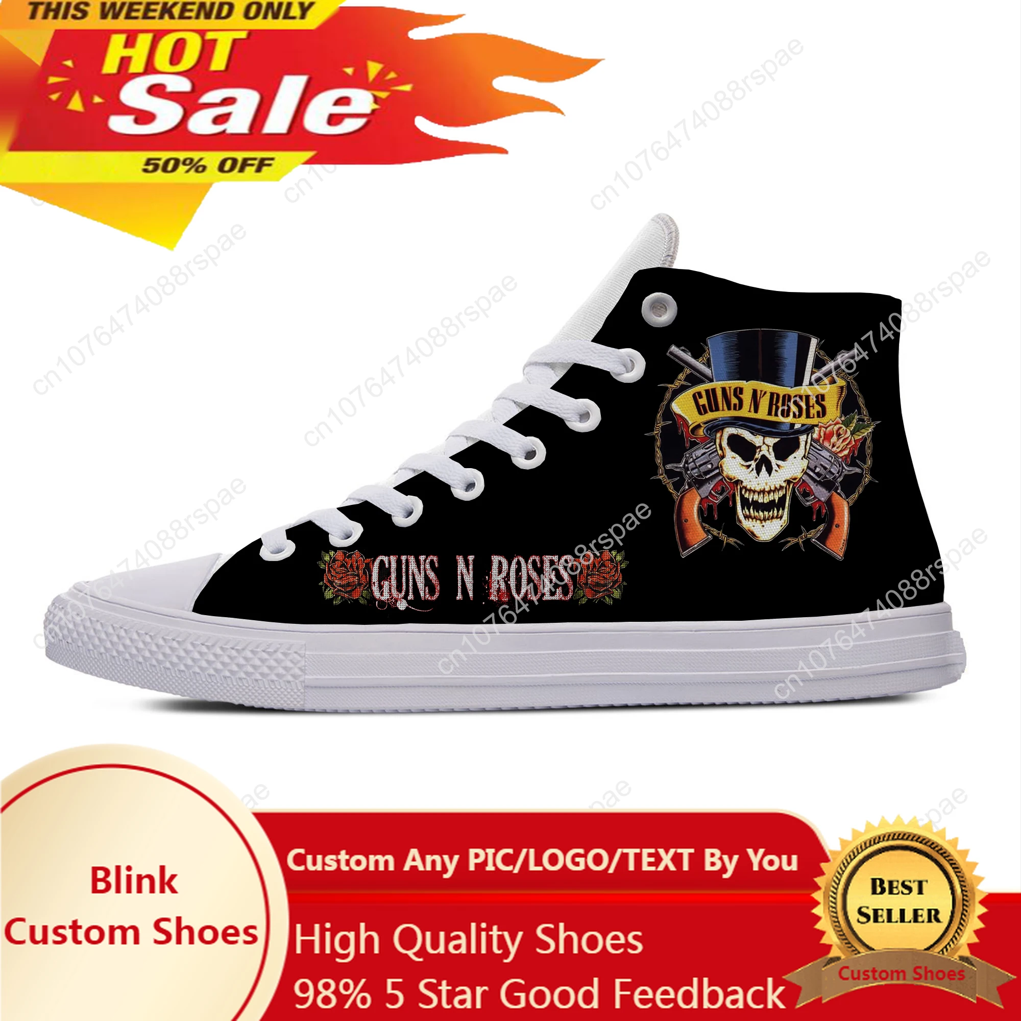 

Hot GUNS N ROSE Rock Band Heavy Metal Fashion Summer Casual Shoes High Top Lightweight Men Women Sneakers Breathable Board Shoes