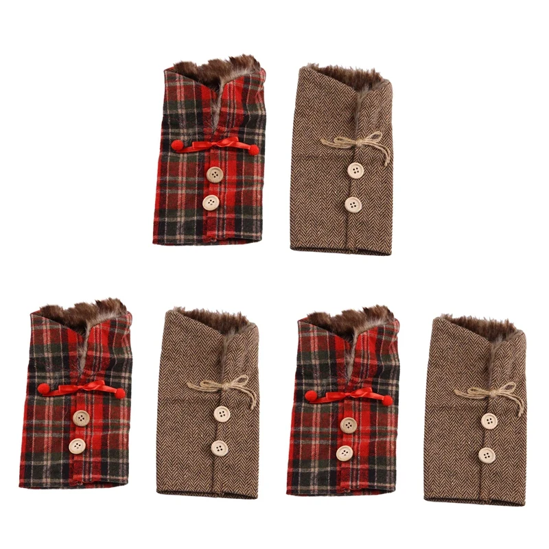 

6Pcs Christmas Sweater Wine Bottle Cover, Newest Collar And Button Coat Design Wine Bottle Sweater Wine Bottle(Style A)