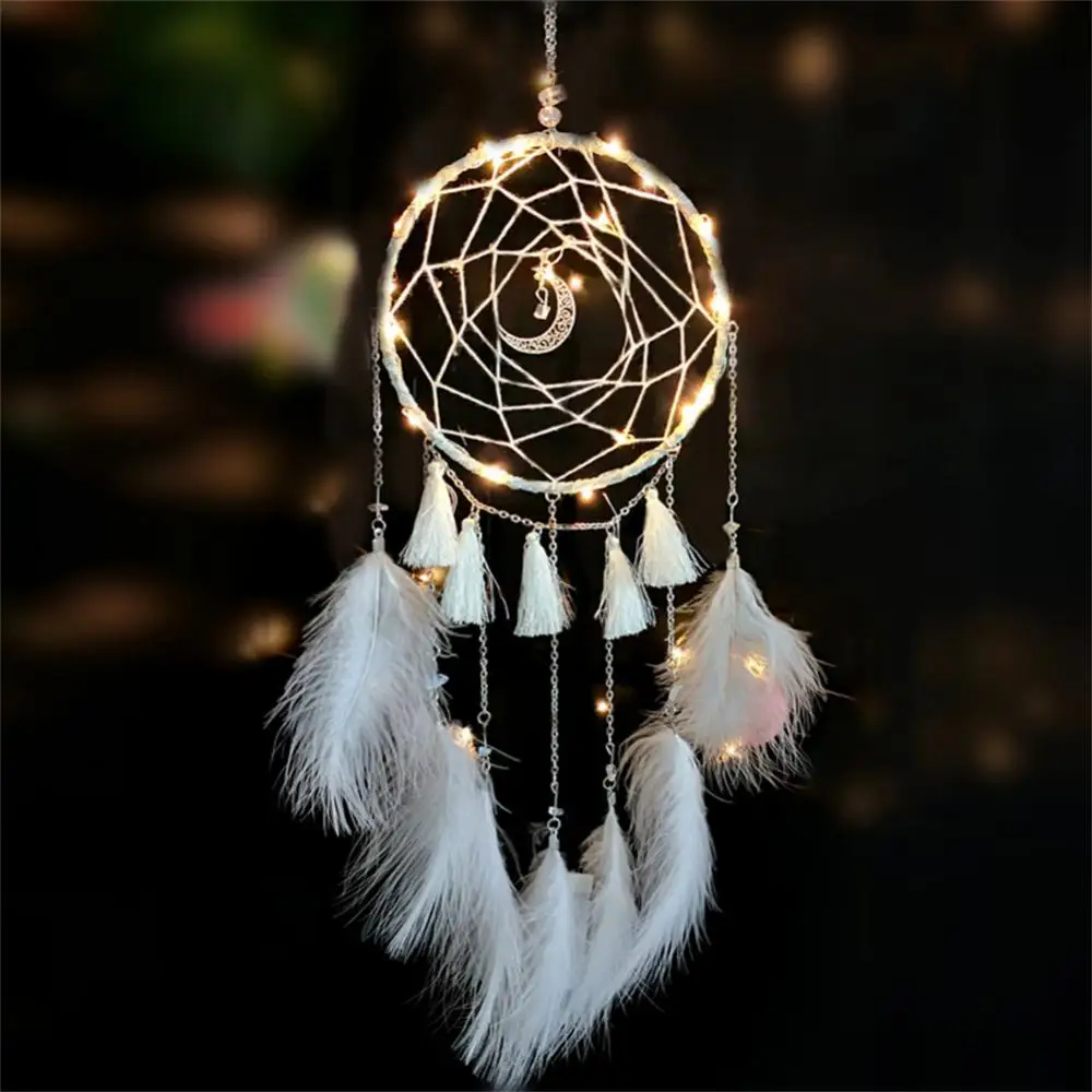 

1pc Wind Chime Dream Catcher Ins Girl Dream Catching Net Openwork Wind Chime Hanging Dreamcatcher Handmade Feather Girl