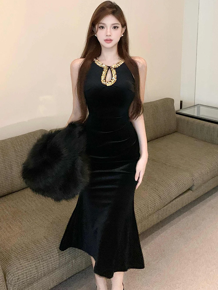 Женское корейское винтажное платье Хепберн для выпускного вечера осень-зима