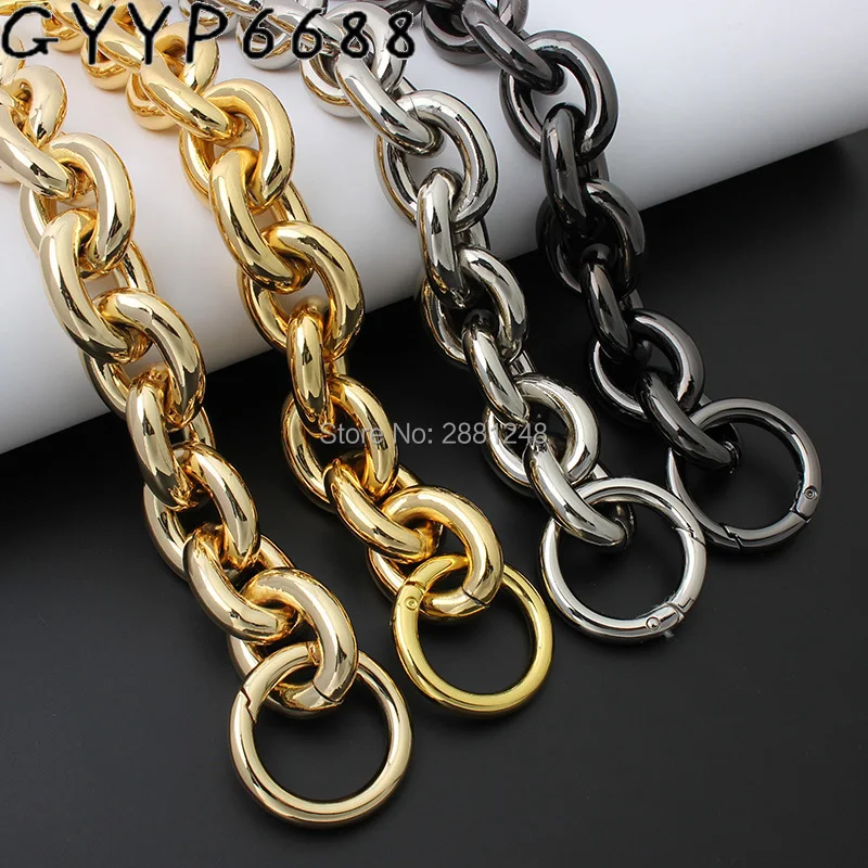 New 27mm k gold thick round aluminum chain+ring Light weight bags strap bag parts handles easy matching Accessory Handbag Straps