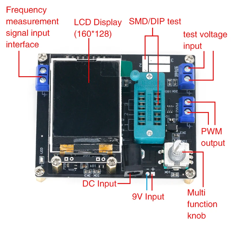 Тестер транзисторов GM328A емкость диода ESR измеритель частоты напряжения ШИМ