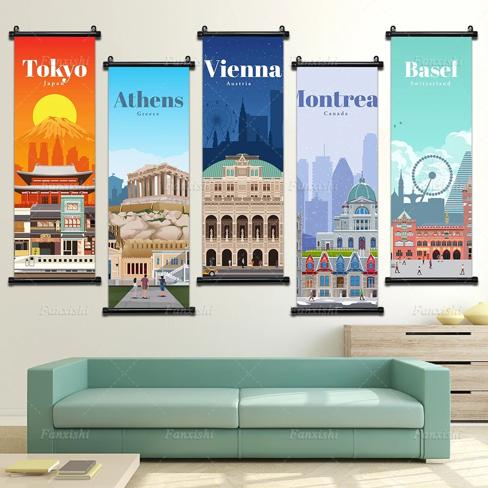 

Wall Art Famous Tourist Attractions Canvas Painting Hd Print Poster Classic Scenery Plastic Hanging Scrolls Home Decor For Room
