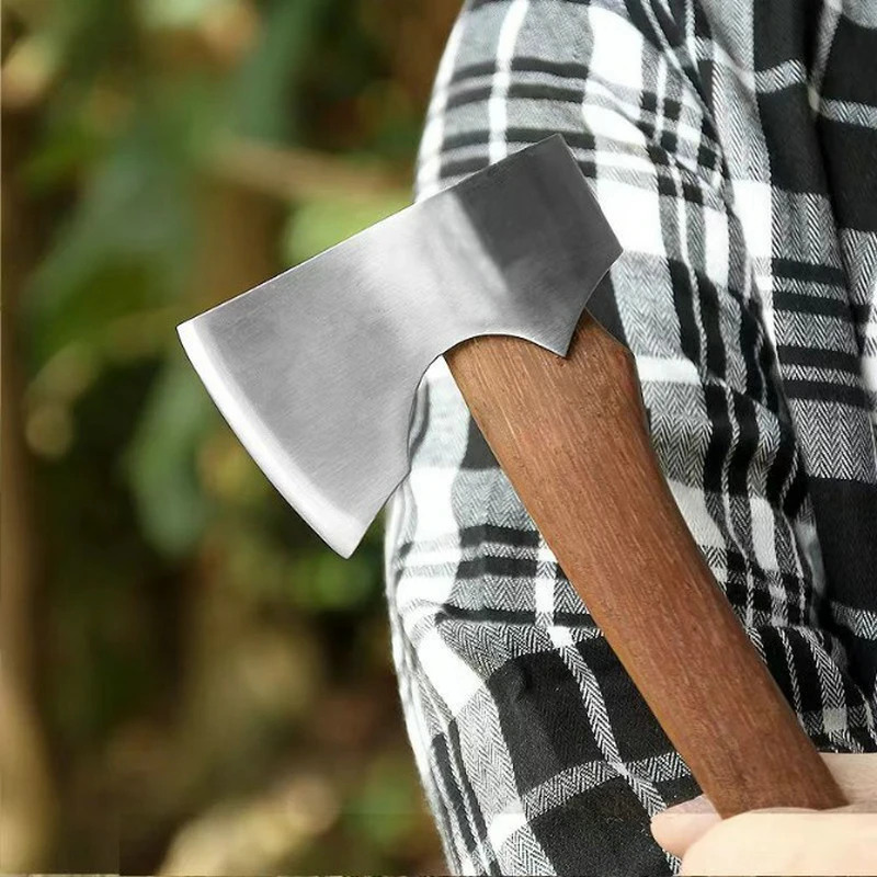 Тактический топор для кемпинга TRSKT походный с деревянной ручкой и кожаным