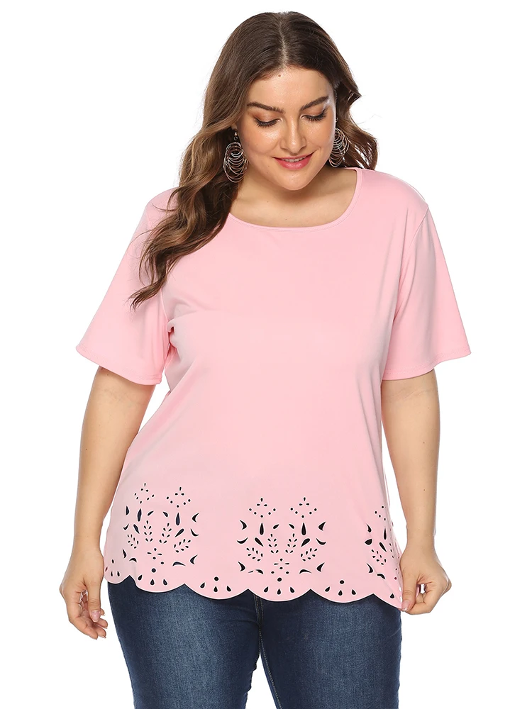 2022 Short Sleeve For Women's Tunic Peplum Fashion Tops Solid Blouse Tee Plus Size Women Clothing Summer Casual T Thirt