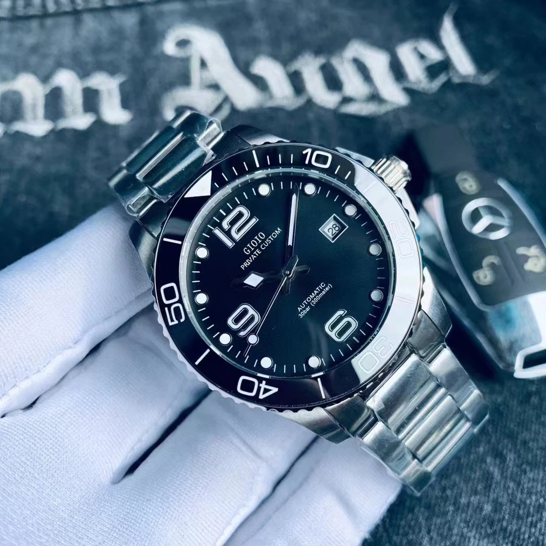 

Luxury Mens Automatic Mechanical Watch Stainless Steel Sapphire Black Blue Rose Gold Ceramic Bezel Canvas Rubber Strap