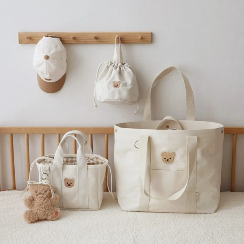 

Multi-use Mommy Bag Baby Nappy Bag Drawstring Open Pocket Hand Bag Diaper Tote Bag Large Capacity Nursing Mom Travel Bag