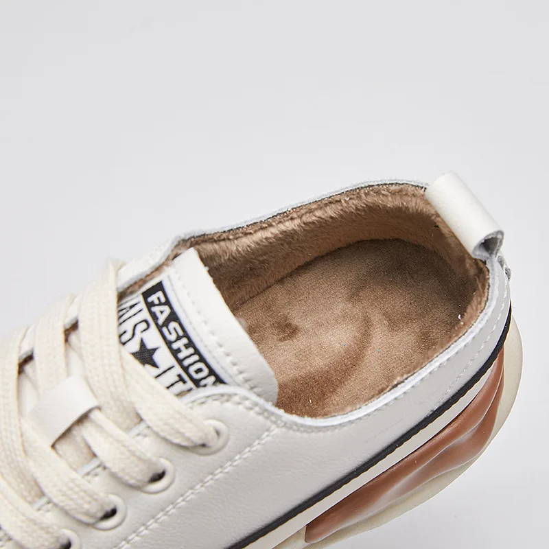 Lace Up Thick Sole Shoes Cow Leather White Sneakers Women Genuine Leather Sports Shoes Chaussures Décontractées En Cuir De Vache