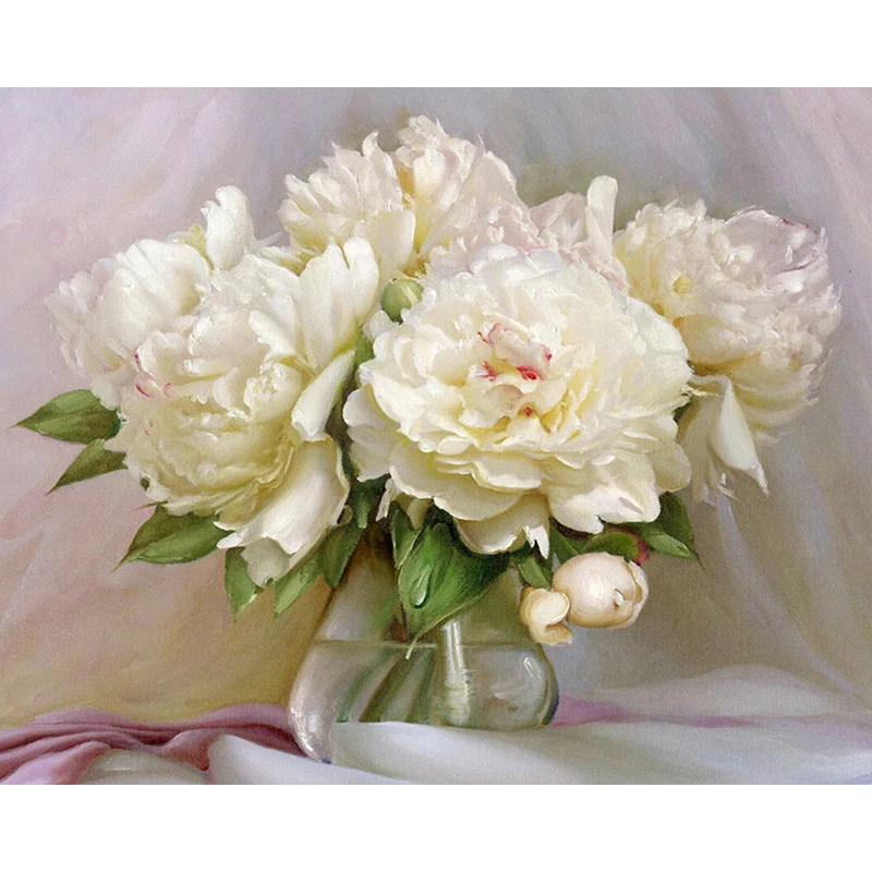 

JIEME 5D DIY Diamond Painting Flowers Full Round Diamond Embroidery Peony Home Decoration Gift Kits