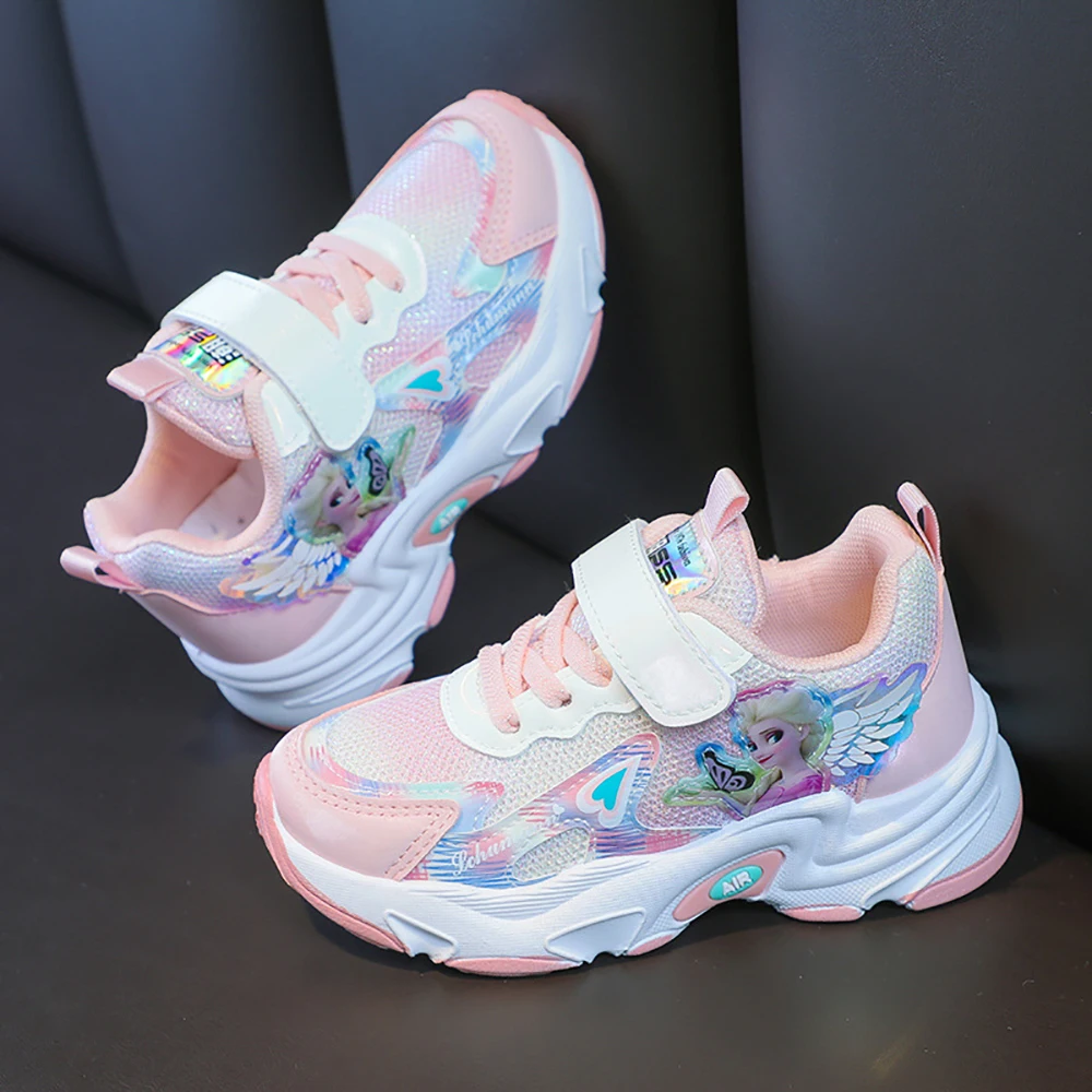 Весенние новые детские повседневные кроссовки Disney для девочек дышащие с принтом