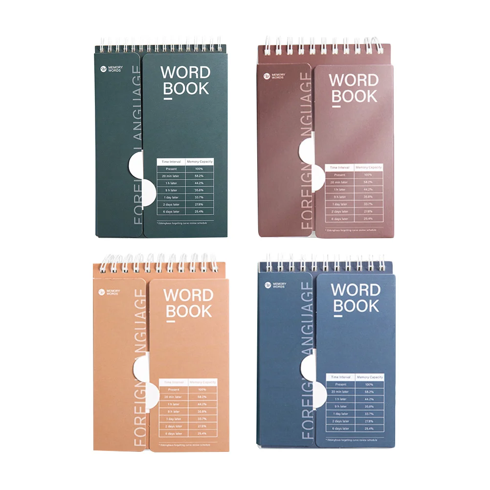 

4 Pcs Planner Word Book Loose-leaf Pocket Notepad Spiral Notepads Notebook Study Memo Paper Words English Writing Work Sized