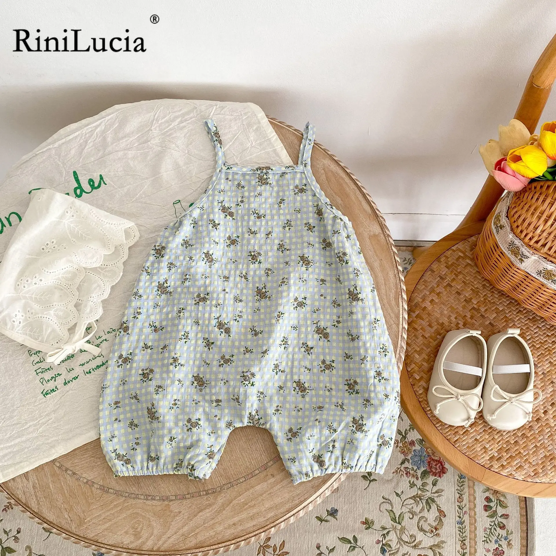 

2023 New Baby Newborn Romper Girls Sleeveless Floral Print Romper Sweet Baby Girls Jumpsuit Toddler Inflant Clothing
