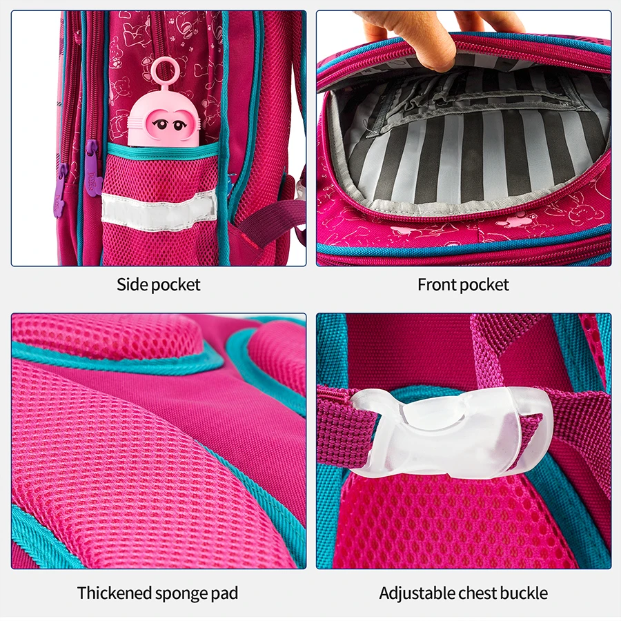 Kids Brand 3D Cartoon School Bag Cute White Bear Grade 1-3 Primary School Backpack Children Orthopedic Schoolbag Mochila Escolar